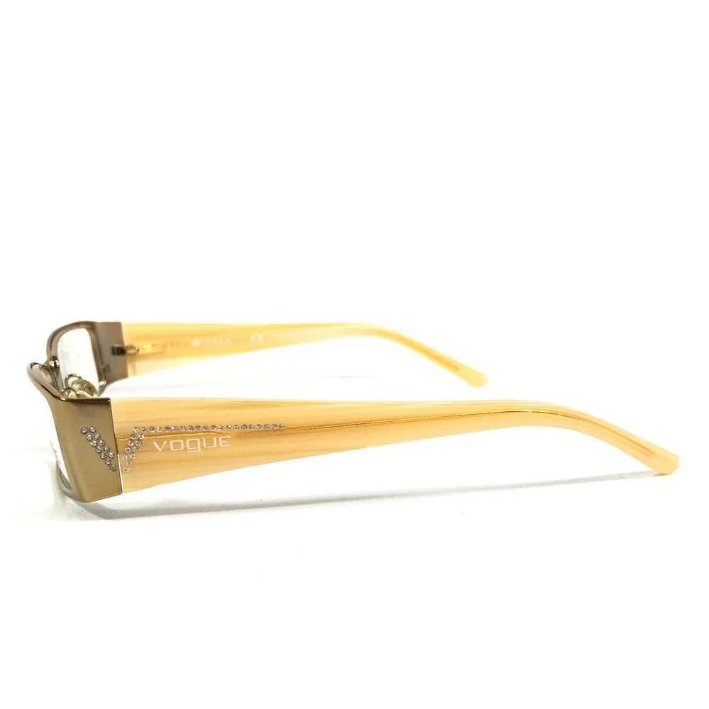 Vogue Eyeglasses Frames VO3660-B 847 Yellow Gold Rectangle Crystals 51-16-130